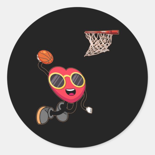 Sticker Rond Basketball Lover Hoop Loop Valentine Day (Devant)
