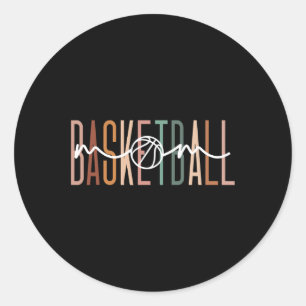 Sticker Rond Basketball Maman Basketball Mama Mère Mère Mère Vi