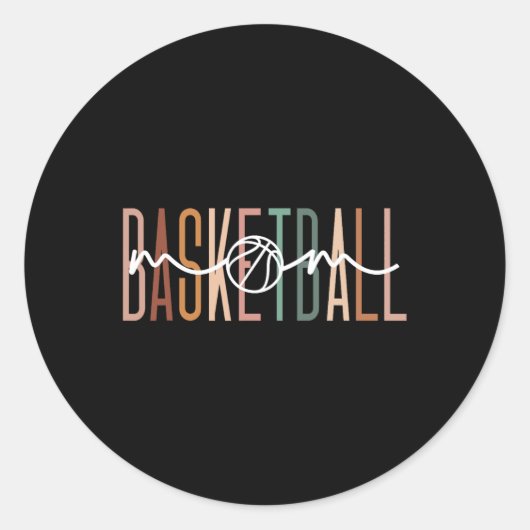 Sticker Rond Basketball Maman Basketball Mama Mère Mère Mère Vi (Devant)