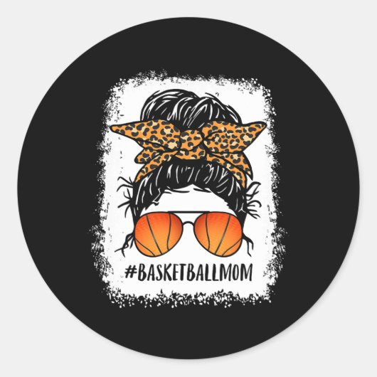 Sticker Rond Basketball Maman Bleached Messy Joueur Bun Maman M (Devant)