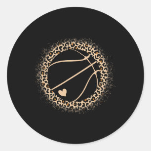 Sticker Rond Basketball mignonne Empreinte de léopard filles Ba