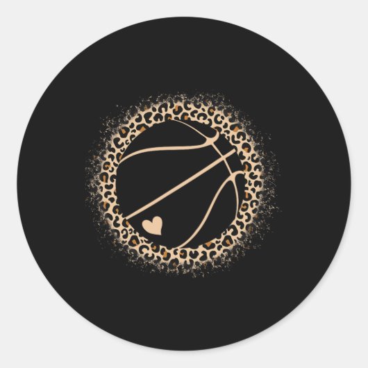 Sticker Rond Basketball mignonne Empreinte de léopard filles Ba (Devant)