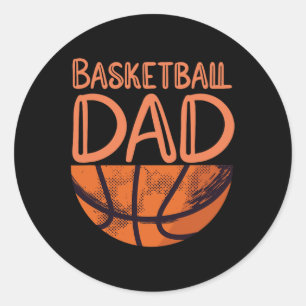 Sticker Rond Basketball Papa - Basketball Lecteur Vintage Baske