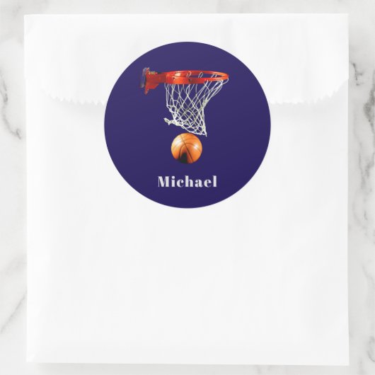 Sticker Rond Basketball Replace with Your Name (Sac)