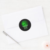 Sticker Rond Basketball Shamrock Lucky Clover Irish St Patrick' (Enveloppe)