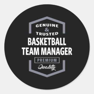 Sticker Rond Basketball Team Manager Logo Idées cadeaux