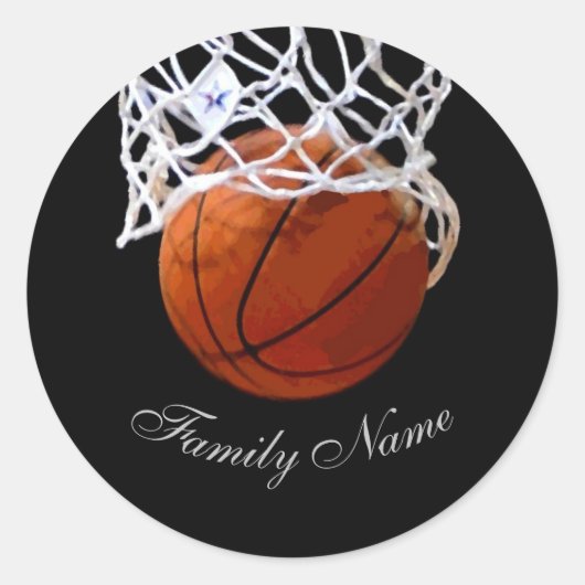 Sticker Rond Basketball Votre Nom Calligraphie Script (Devant)