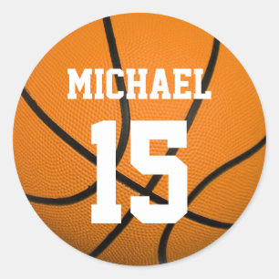 Sticker Rond Basketball Votre nom Personnalisable
