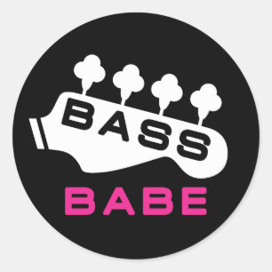 Sticker Rond Bass Babe Cadeau Pour Bassiste Girl