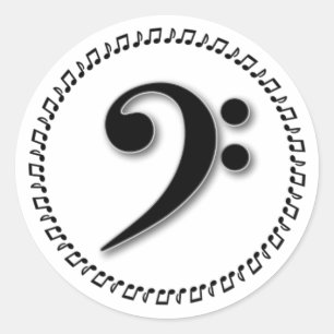 Sticker Rond Bass Clef Music Note Design