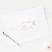 Sticker Rond Bass Groper poisson dans Pastel rose sur blanc (Enveloppe)