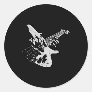 Sticker Rond Bass Guitar Player
