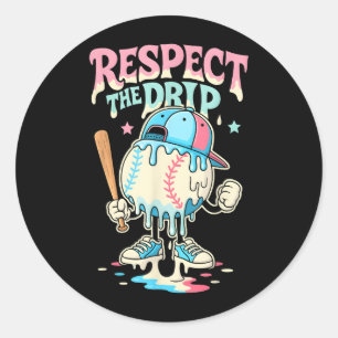 Sticker Rond Basse Crème De Baseball Ice Driam Pour Garçons Fil