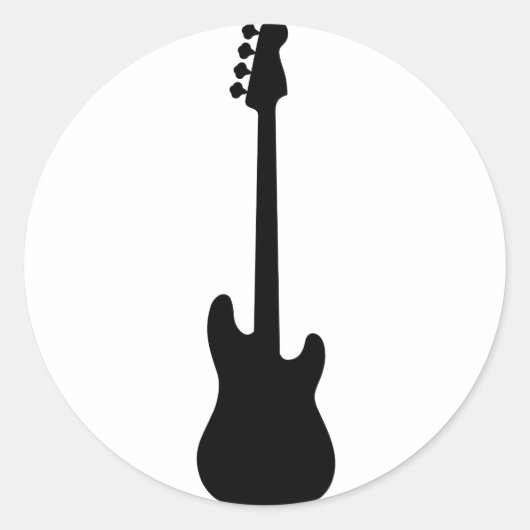 Sticker Rond Basse Guitare Silhouette, instrument de musique (Devant)