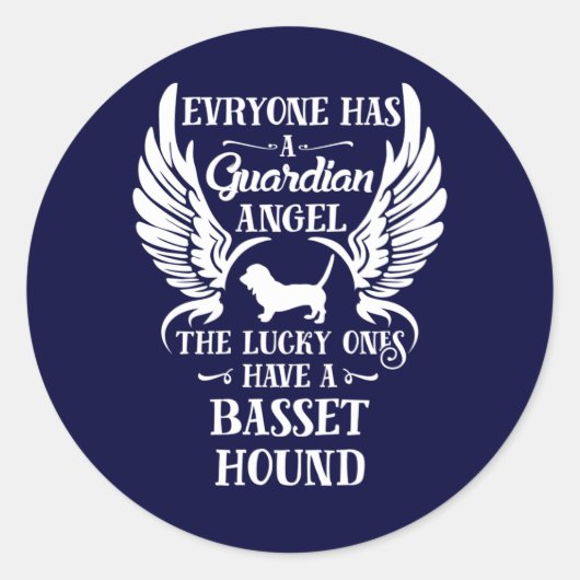 Sticker Rond Basset chien chien gardien ange (Devant)