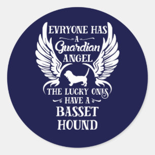 Sticker Rond Basset chien chien gardien ange