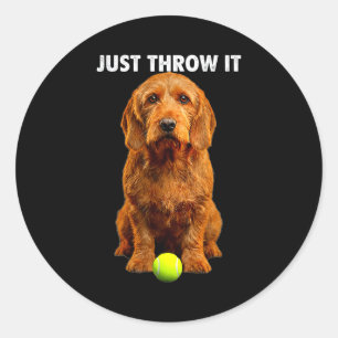 Sticker Rond Basset fauve de Bretagne t-shirt lance-le chercher