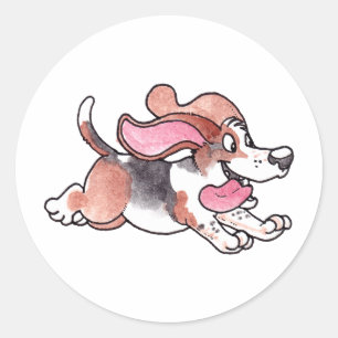 Sticker Rond Basset Hound