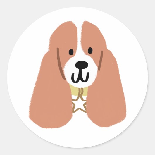 Sticker Rond Basset Hound (Devant)