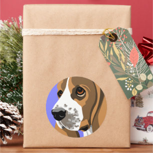 Sticker Rond Basset Hound Dog