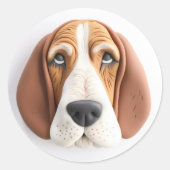 Sticker Rond Basset Hound Dog 3D inspiré (Devant)