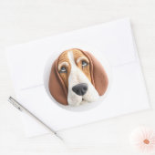 Sticker Rond Basset Hound Dog 3D inspiré (Enveloppe)