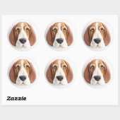 Sticker Rond Basset Hound Dog 3D inspiré (Feuille)