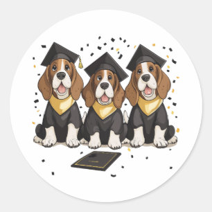 Sticker Rond Basset Hound Dogs
