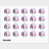 Sticker Rond Basset Hound En Costume De Lapin Rose (Feuille)