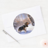 Sticker Rond Basset Hound Laisser neiger Noël (Enveloppe)