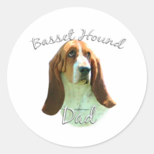 Sticker Rond Basset Hound Papa 2