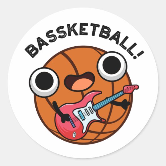Sticker Rond Bassketball Funny Basketball Musique Pun (Devant)