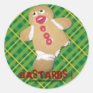 Sticker Rond 'BASTARDS!' pain d'épices biscuit humoristique