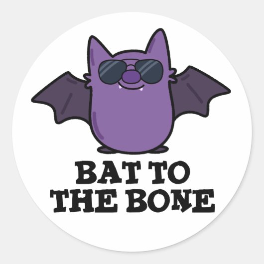 Sticker Rond Bat À L'Os Drôle Animal Pun (Devant)