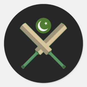 Sticker Rond Bat de cricket Ball pakistanais Drapeau pakistanai