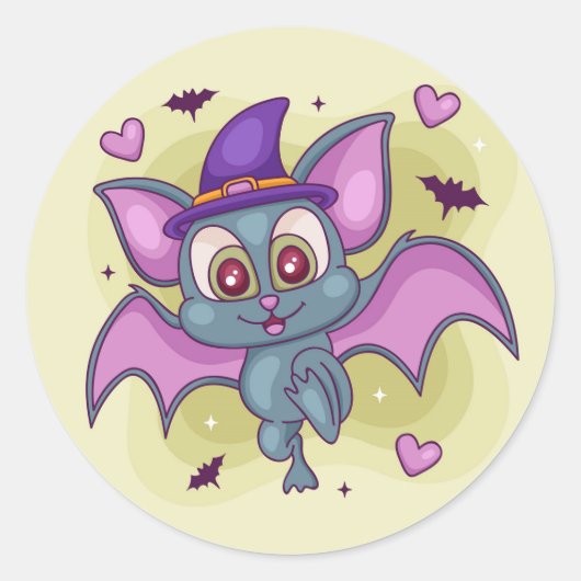 Sticker Rond Bat d'Halloween mignonne (Devant)