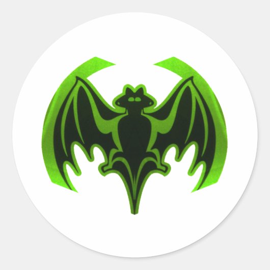 Sticker Rond Bat Green MUSEUM Zazzle Cadeaux (Devant)