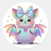 Sticker Rond Bat Iridescente mignonne (Devant)
