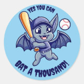Sticker Rond Bat mignonne Oui Vous pouvez Bat Mille (Devant)