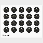 Sticker Rond Bat mitzvah Black Gold Script Floral Aquarelle (Feuille)