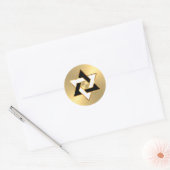 Sticker Rond Bat mitzvah Black White Star de David sur Gold (Enveloppe)