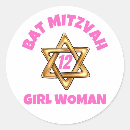 Sticker rond bat mitzvah classique (Devant)