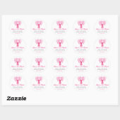 Sticker Rond Bat mitzvah d'aquarelle rose (Feuille)