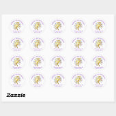 Sticker Rond Bat mitzvah Gold Foil Tree Life, Purple Typographi (Feuille)