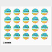 Sticker Rond Bat mitzvah Hibiscus rose de plage Tropical (Feuille)