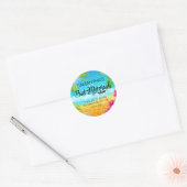 Sticker Rond Bat mitzvah Hibiscus rose de plage Tropical (Enveloppe)