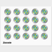 Sticker Rond Bat mitzvah Lime étoile Turquoise de David Silver (Feuille)