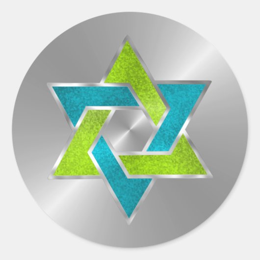 Sticker Rond Bat mitzvah Lime étoile Turquoise de David Silver (Devant)