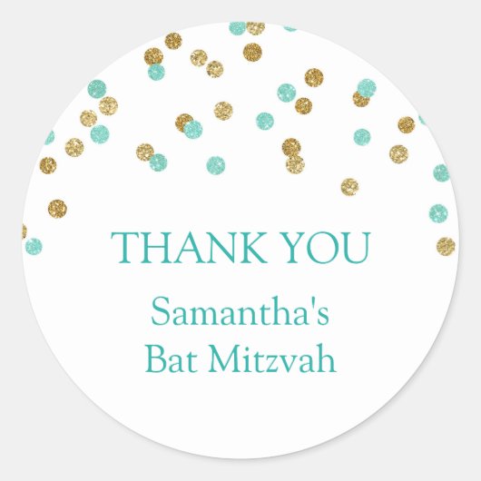 Sticker Rond Bat mitzvah Merci Nom personnalisé Favoriser Tags  (Devant)