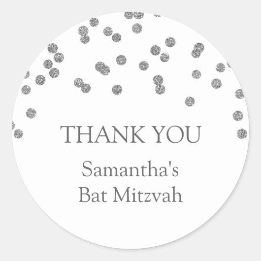 Sticker Rond Bat Mitzvah Merci Personnalisé Nom Favoriser Tag A (Devant)